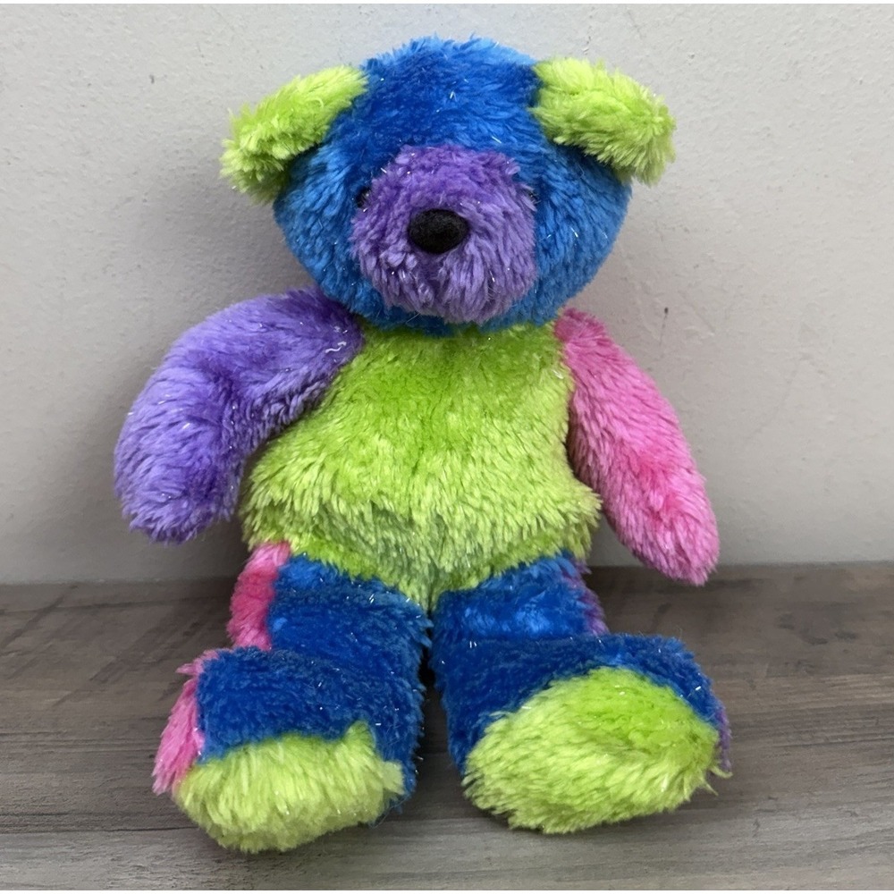 Vtg Swibco Cosmo Teddy Bear Plush Color Block Glitter 2000 Stuffed Animal HTF